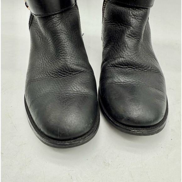 Tory Burch Elina Tall Black Textured Pebbled Leather Riding Boots Women's 7.5 - Picture 3 of 10